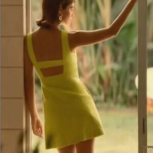 Maeve Anthropologie Women’s Yellow Cotton Blend Sleeveless A-Line Mini Dress 0